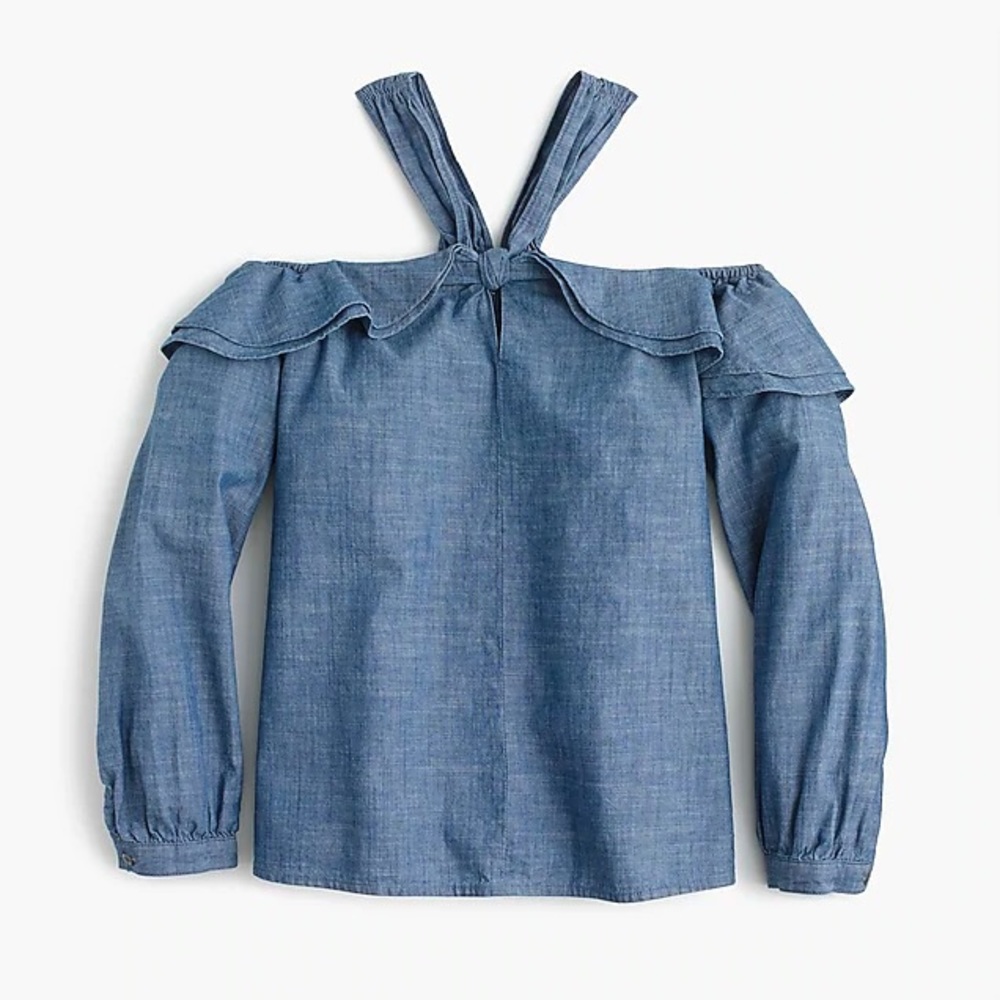 NWT J. CREW Denim Off-the-shoulder Flowy Shirt